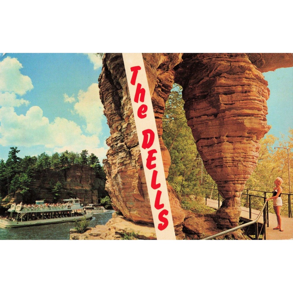 Vintage Wisconsin Dells Postcard Rock Formations John A Trumble Chrome D197 - Picture 1 of 2